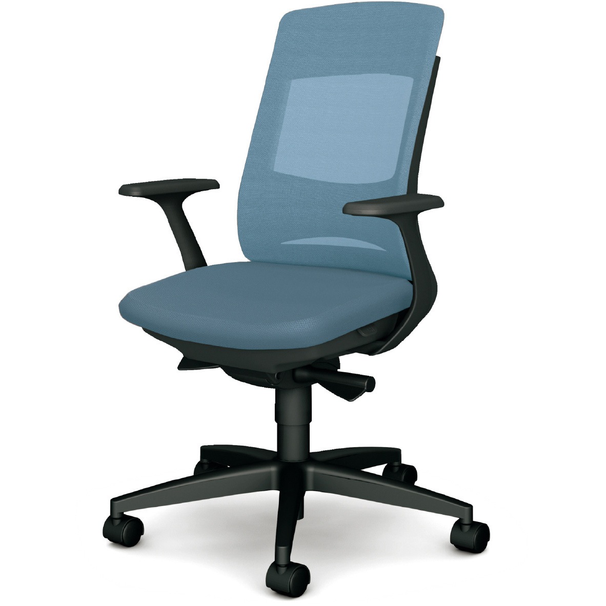 KB-BN31MKL BL BeneS メッシュタイプ ダークグレーフレーム ハイバック プラス[家具] ナイロン双輪キャスター 材質樹脂脚 固定肘 セージブルー色   KB-BN31MKL BL