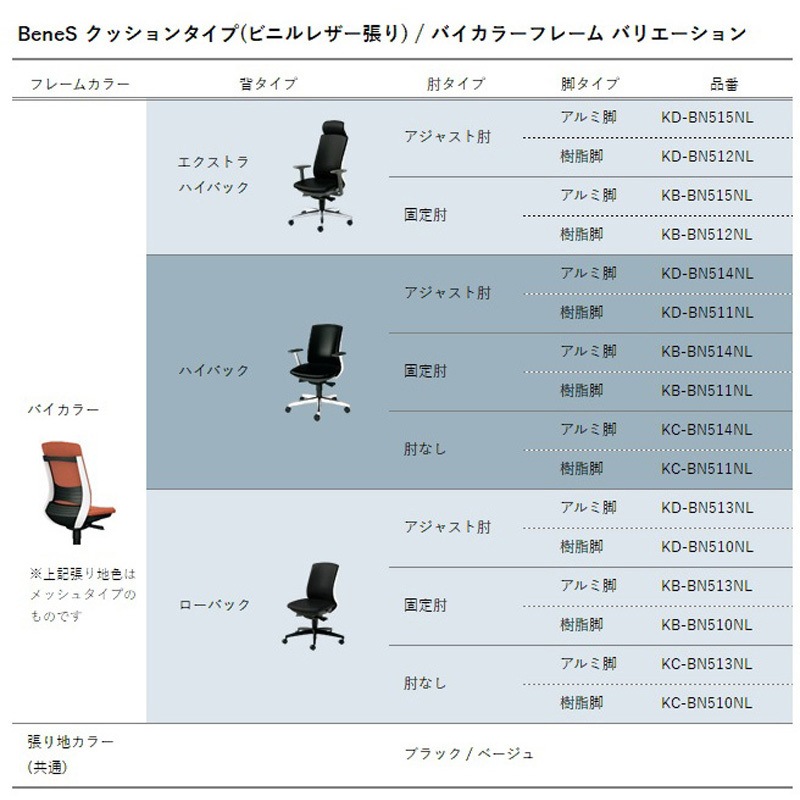 KD-BN512NL BE BeneS クッションタイプ ビニルレザー張り バイカラー