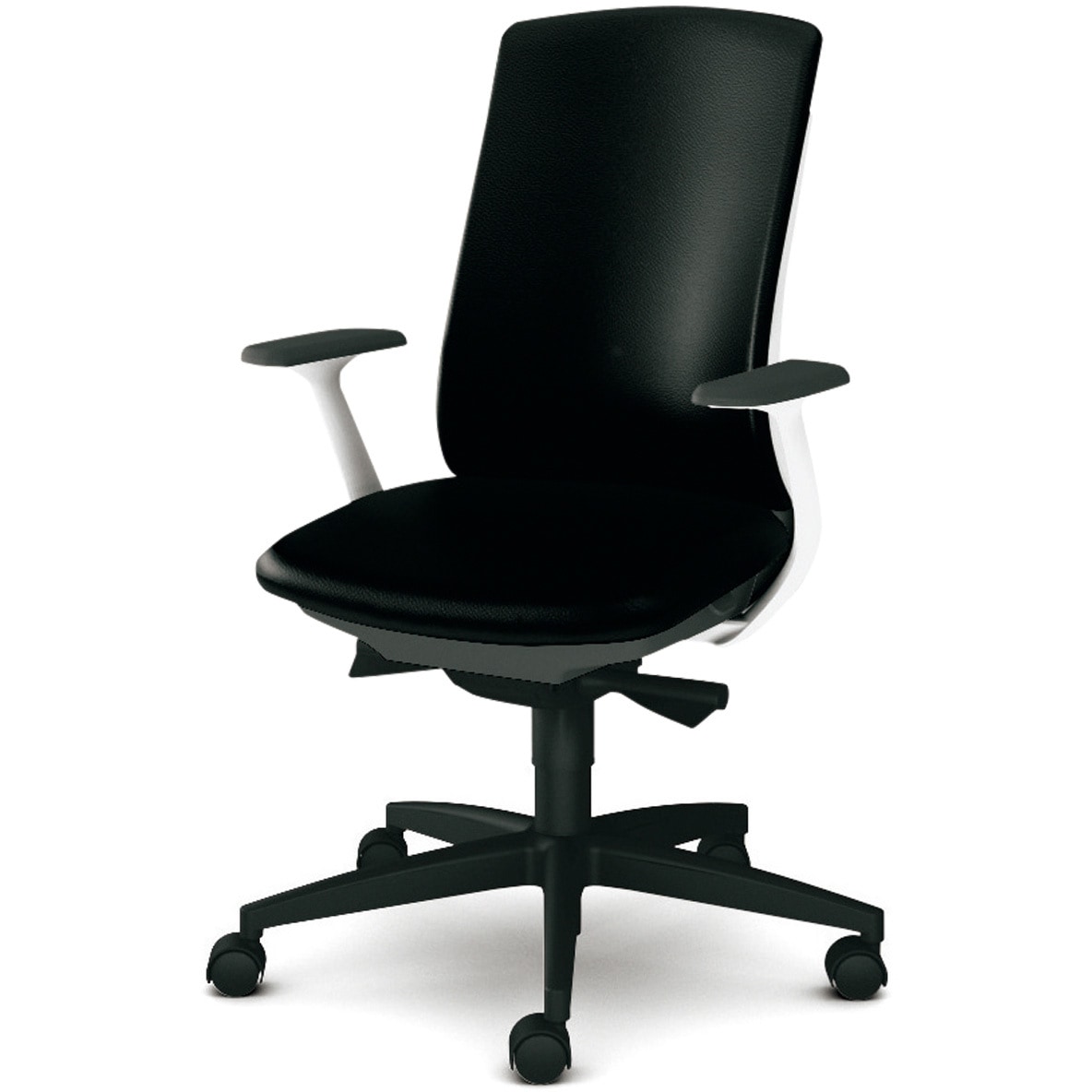 KB-BN511NL BK BeneS クッションタイプ ビニルレザー張り バイカラーフレーム ハイバック プラス[家具] ナイロン双輪キャスター 固定肘 材質樹脂脚 高さ970～1070mm幅674mm奥行642mm  KB-BN511NL BK