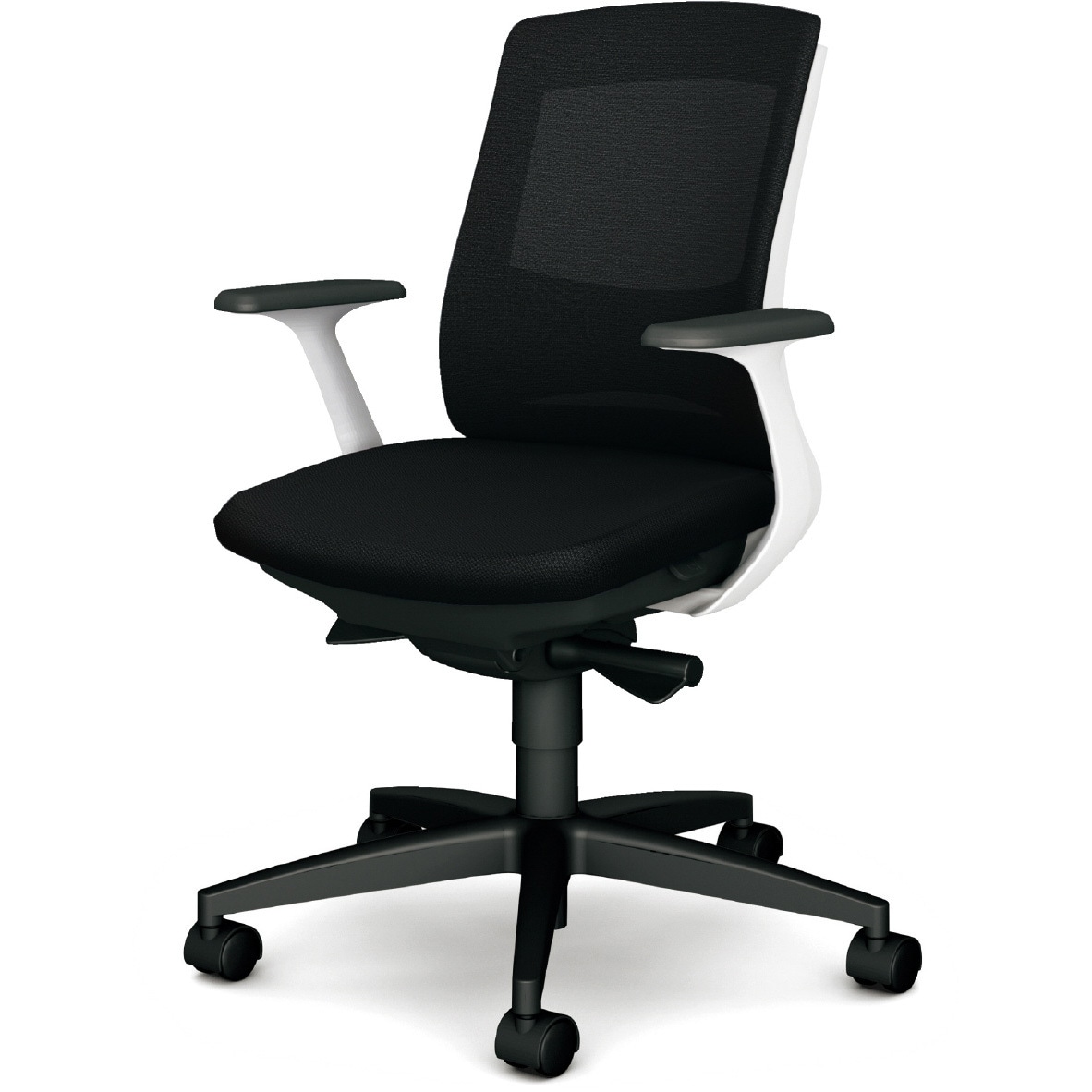 KB-BN510MKL BK BeneS メッシュタイプ バイカラーフレーム ローバック プラス[家具] ナイロン双輪キャスター 材質樹脂脚 固定肘 ブラック色   KB-BN510MKL BK