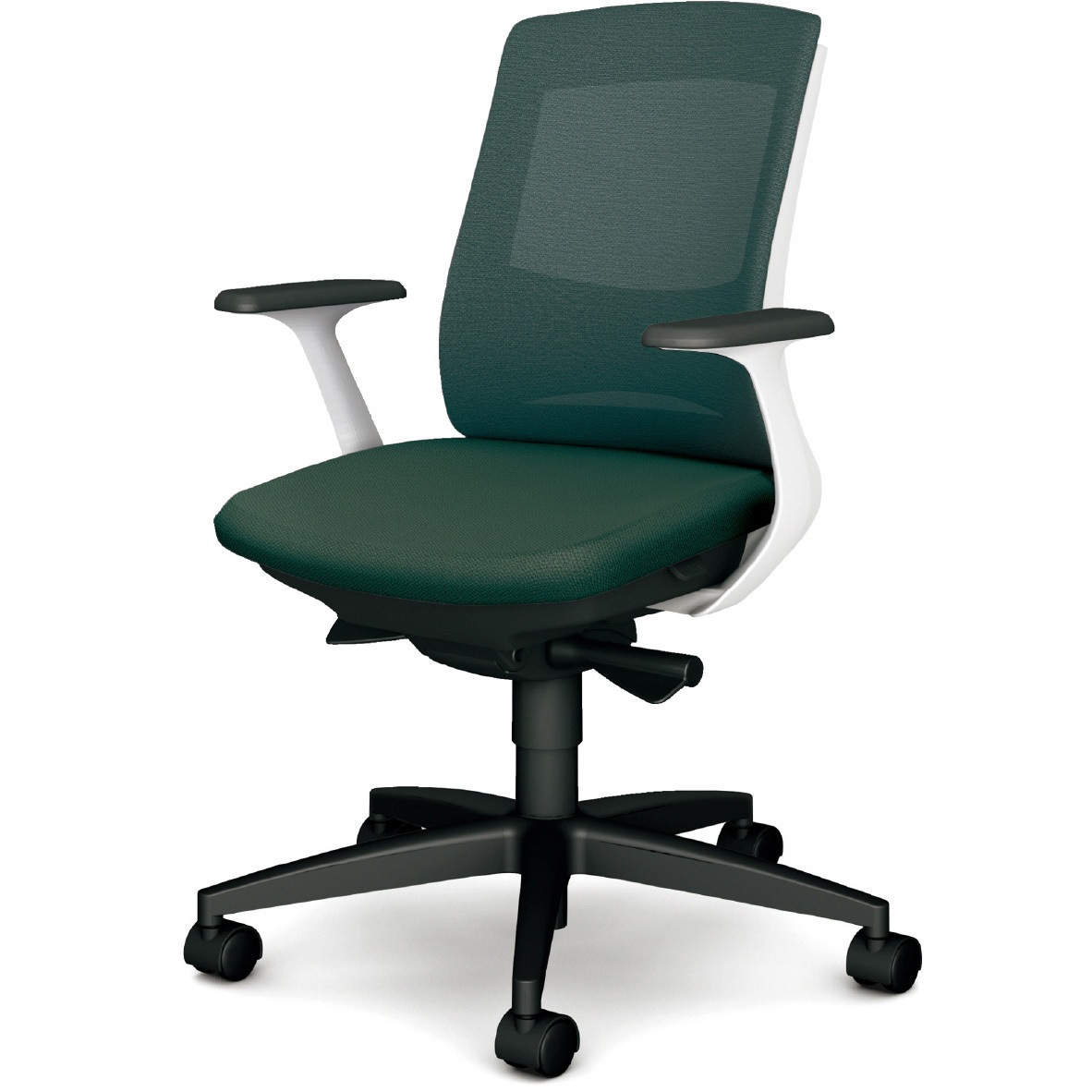 KB-BN510MKL UG BeneS メッシュタイプ バイカラーフレーム ローバック プラス[家具] ナイロン双輪キャスター 材質樹脂脚 固定肘 エバーグリーン色   KB-BN510MKL UG