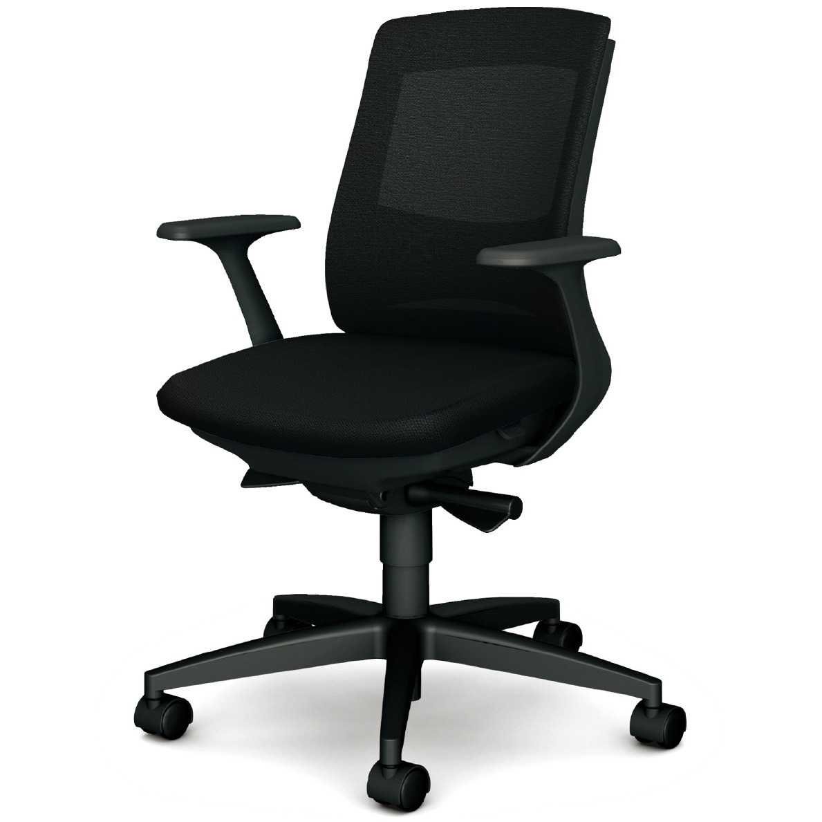 KB-BN30MKL BK BeneS メッシュタイプ ダークグレーフレーム ローバック プラス[家具] ナイロン双輪キャスター 材質樹脂脚 固定肘 ブラック色   KB-BN30MKL BK