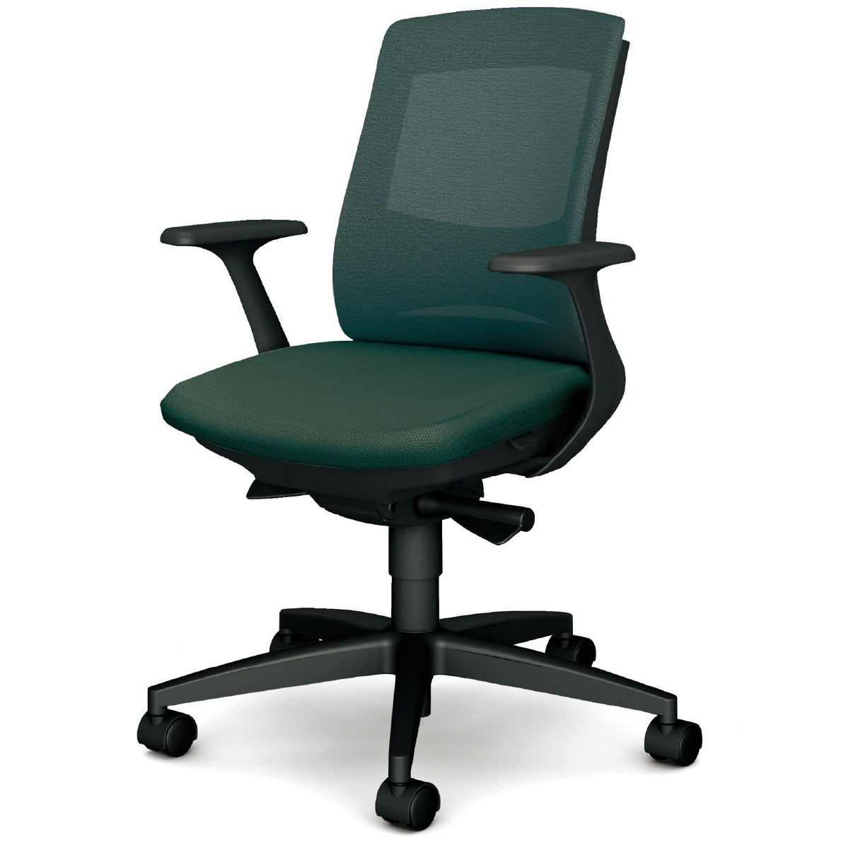 KB-BN30MKL UG BeneS メッシュタイプ ダークグレーフレーム ローバック プラス[家具] ナイロン双輪キャスター 材質樹脂脚 固定肘 エバーグリーン色   KB-BN30MKL UG