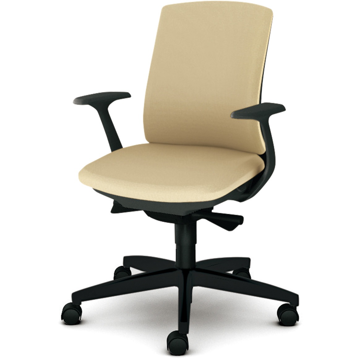 KB-BN30SL BE BeneS クッションタイプ 布張り ダークグレーフレーム ローバック プラス[家具] ナイロン双輪キャスター 固定肘 ベージュ色   KB-BN30SL BE