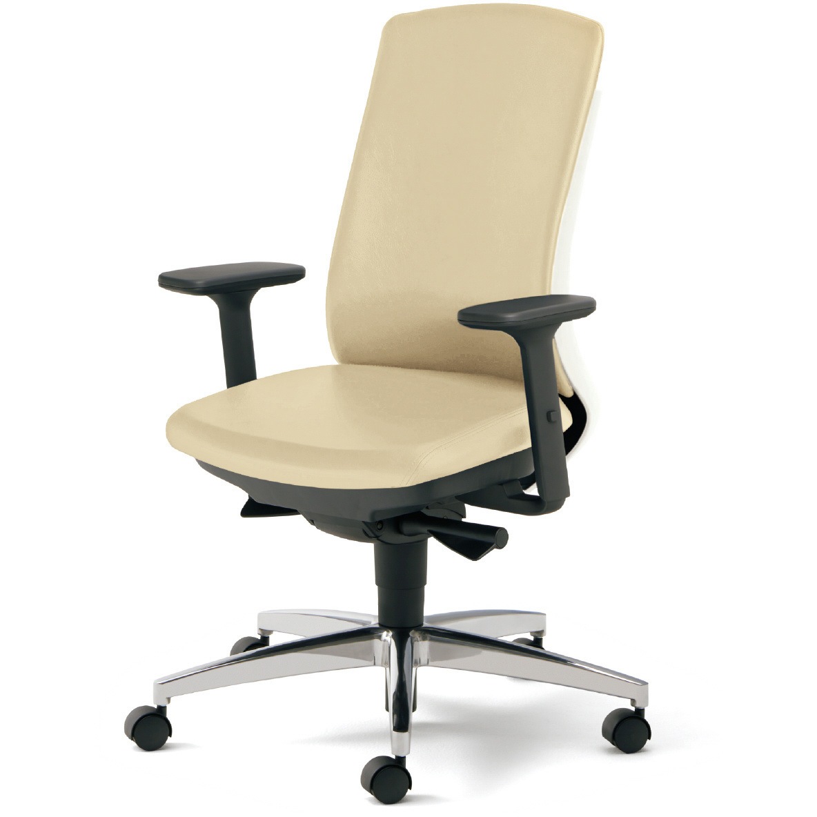 KD-BN514NL BE BeneS クッションタイプ ビニルレザー張り バイカラーフレーム ハイバック プラス[家具] ナイロン双輪キャスター アジャスト肘 材質アルミ脚  KD-BN514NL BE