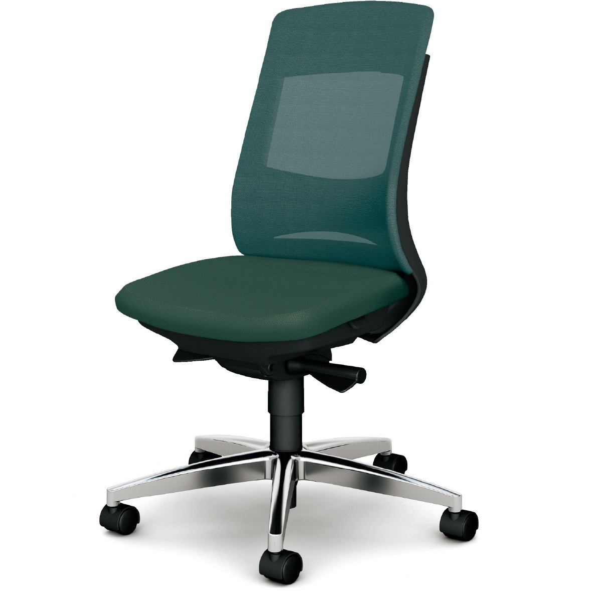 KC-BN34MKL UG BeneS メッシュタイプ ダークグレーフレーム ハイバック プラス[家具] ナイロン双輪キャスター 材質アルミ脚 肘なし エバーグリーン色   KC-BN34MKL UG