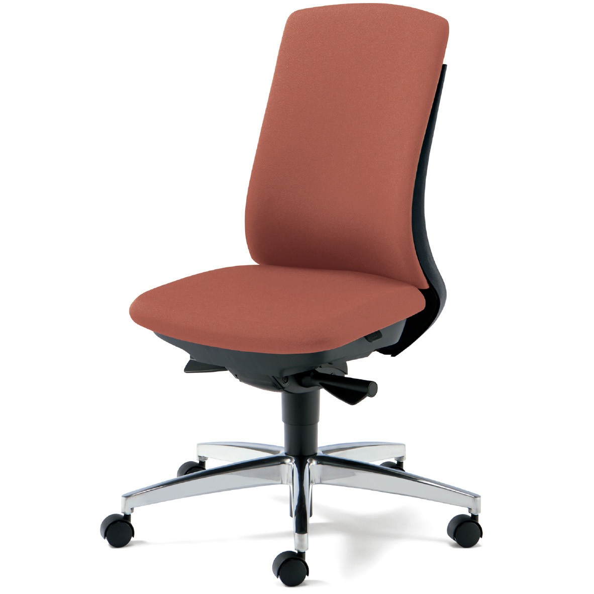 KC-BN34SL PK BeneS クッションタイプ 布張り ダークグレーフレーム ハイバック プラス[家具] ナイロン双輪キャスター 肘なし コーラルピンク色   KC-BN34SL PK