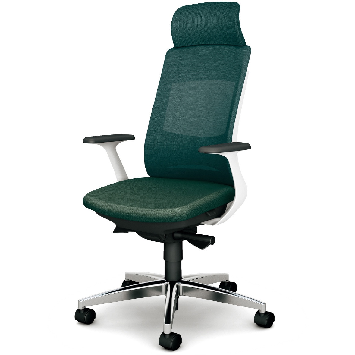 KB-BN515MKL UG BeneS メッシュタイプ バイカラーフレーム エクストラハイバック プラス[家具] ナイロン双輪キャスター 材質アルミ脚 固定肘 エバーグリーン色   KB-BN515MKL UG