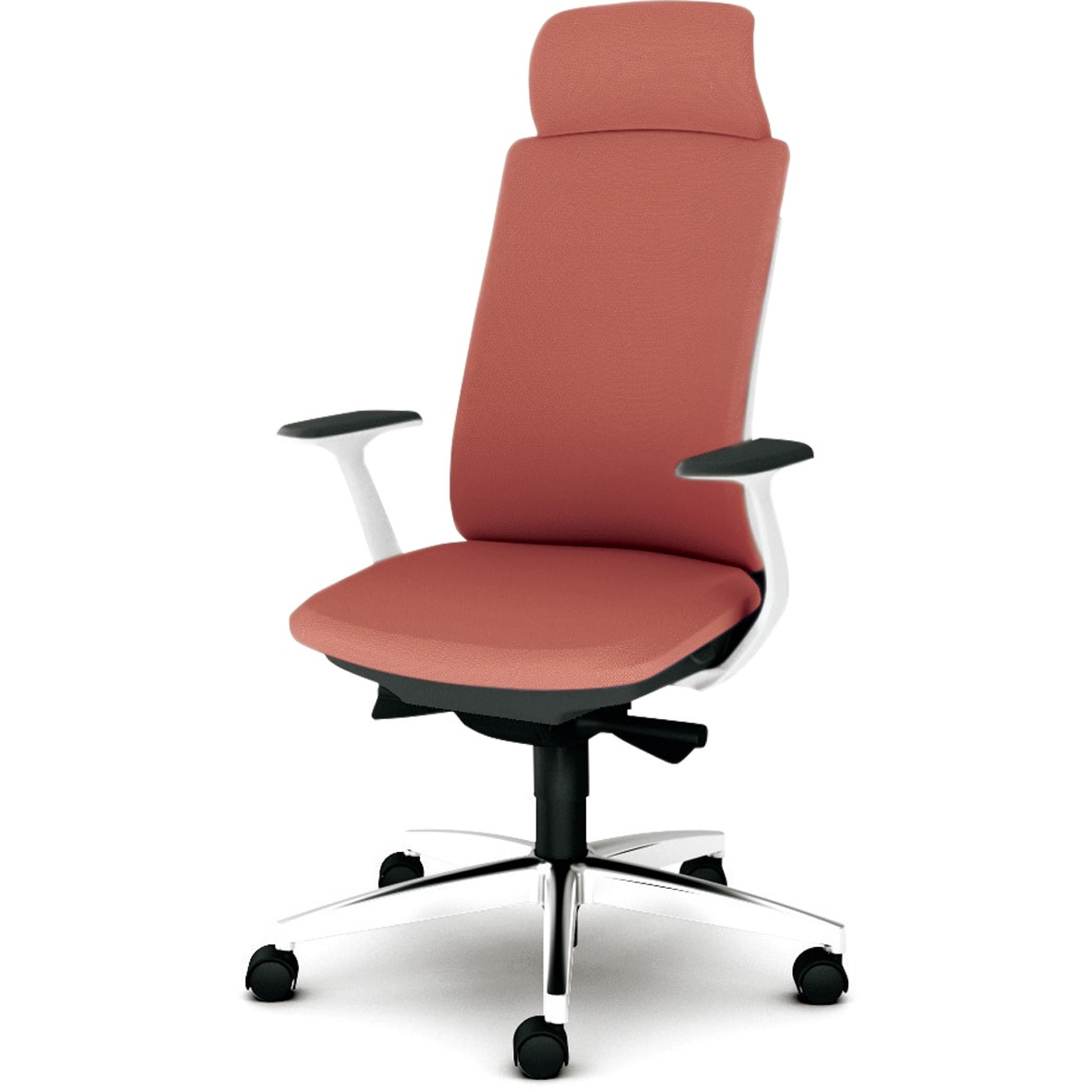 KB-BN515SL PK BeneS クッションタイプ 布張り バイカラーフレーム エクストラハイバック プラス[家具] ナイロン双輪キャスター 固定肘 コーラルピンク色   KB-BN515SL PK