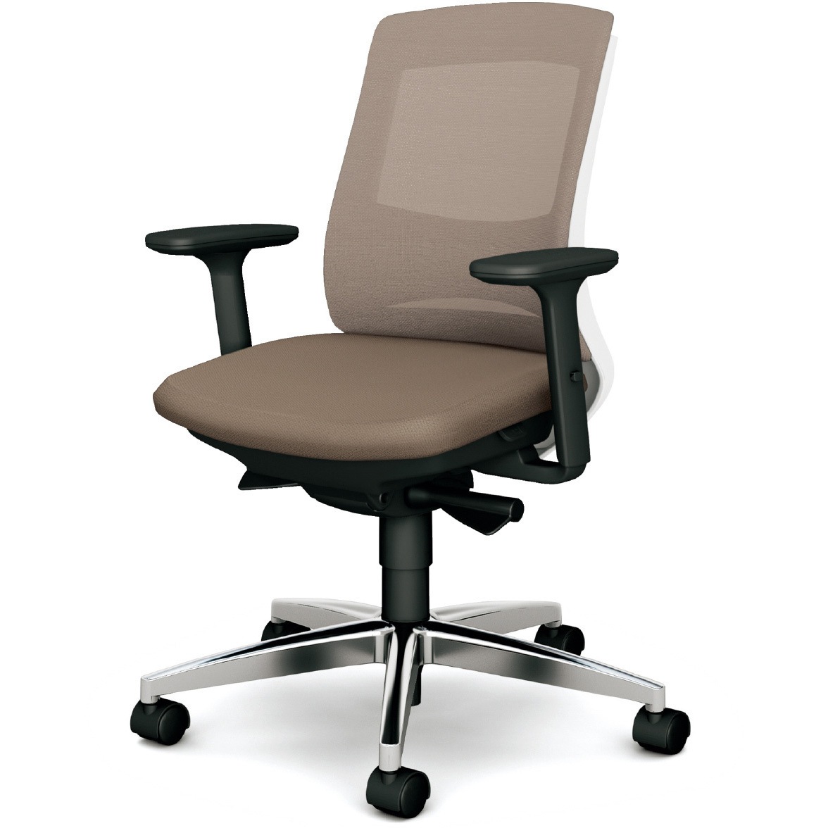 KD-BN513MKL WG BeneS メッシュタイプ バイカラーフレーム ローバック プラス[家具] ナイロン双輪キャスター 材質アルミ脚 アジャスト肘 ウォームグレー色   KD-BN513MKL WG