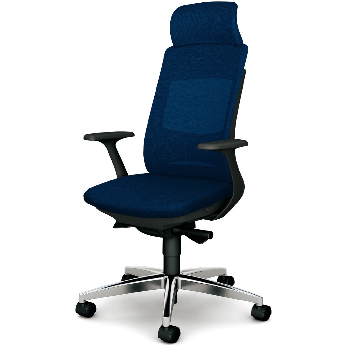 KB-BN35MKL DB BeneS メッシュタイプ ダークグレーフレーム エクストラハイバック プラス[家具] ナイロン双輪キャスター 材質アルミ脚 固定肘 ネイビー色   KB-BN35MKL DB