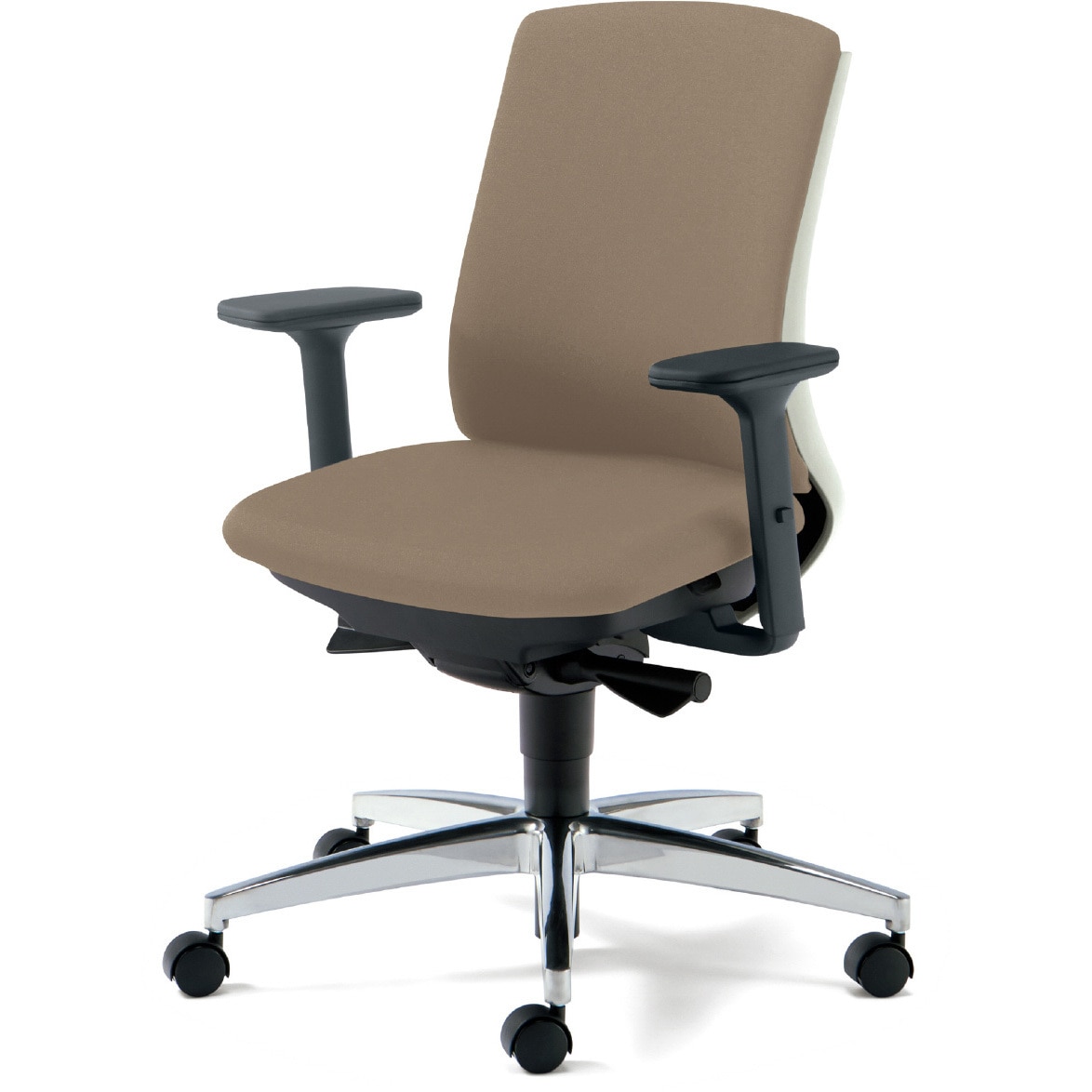 KD-BN513SL BR BeneS クッションタイプ 布張り バイカラーフレーム ローバック プラス[家具] ナイロン双輪キャスター アジャスト肘 ブラウン色   KD-BN513SL BR