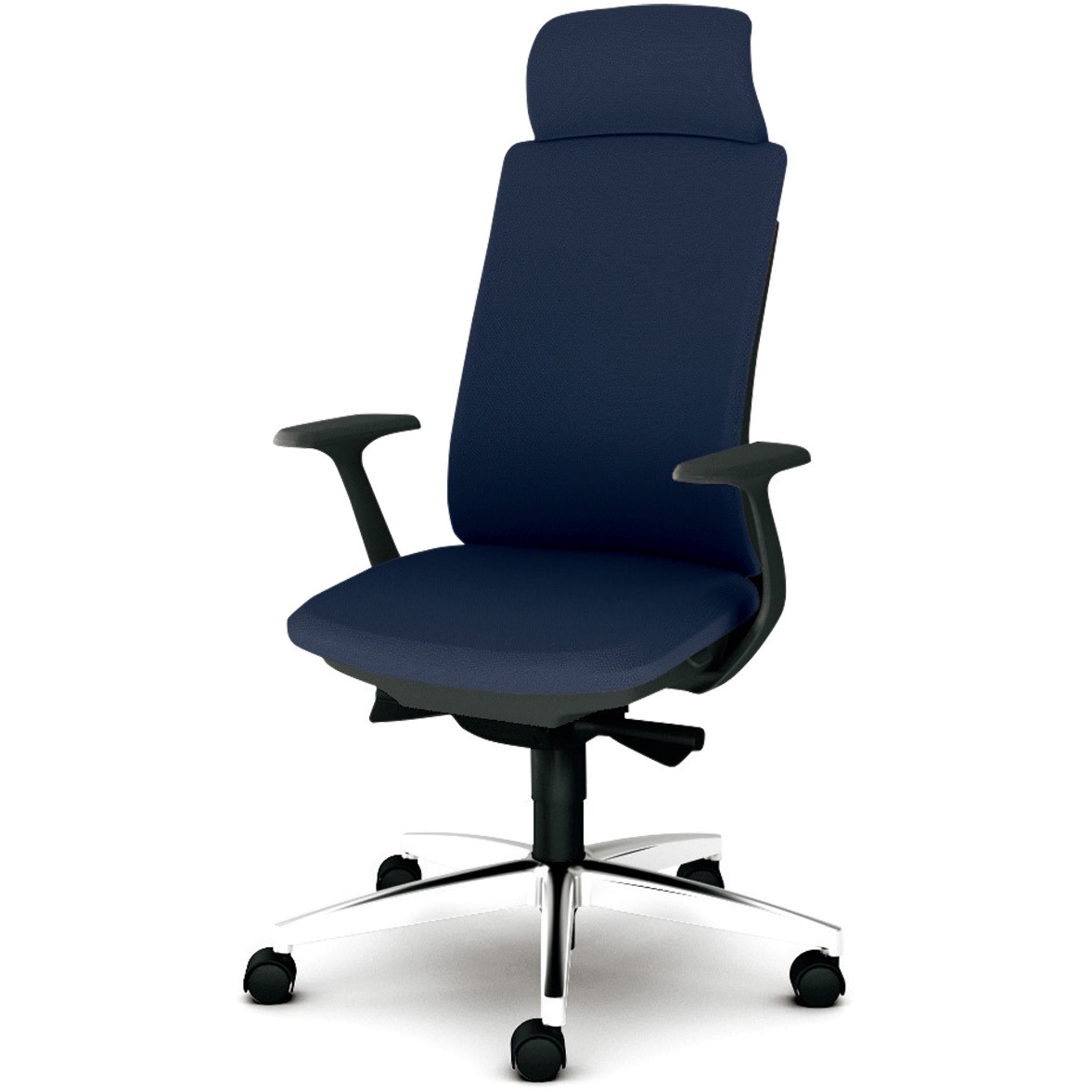 KB-BN35SL DB BeneS クッションタイプ 布張り ダークグレーフレーム エクストラハイバック プラス[家具] ナイロン双輪キャスター 固定肘 ネイビー色   KB-BN35SL DB
