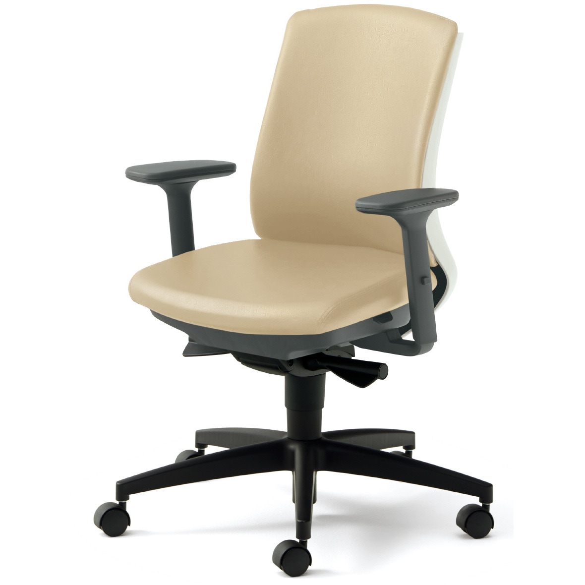 KD-BN510NL BE BeneS クッションタイプ ビニルレザー張り バイカラーフレーム ローバック プラス[家具] ナイロン双輪キャスター アジャスト肘 材質樹脂脚  KD-BN510NL BE