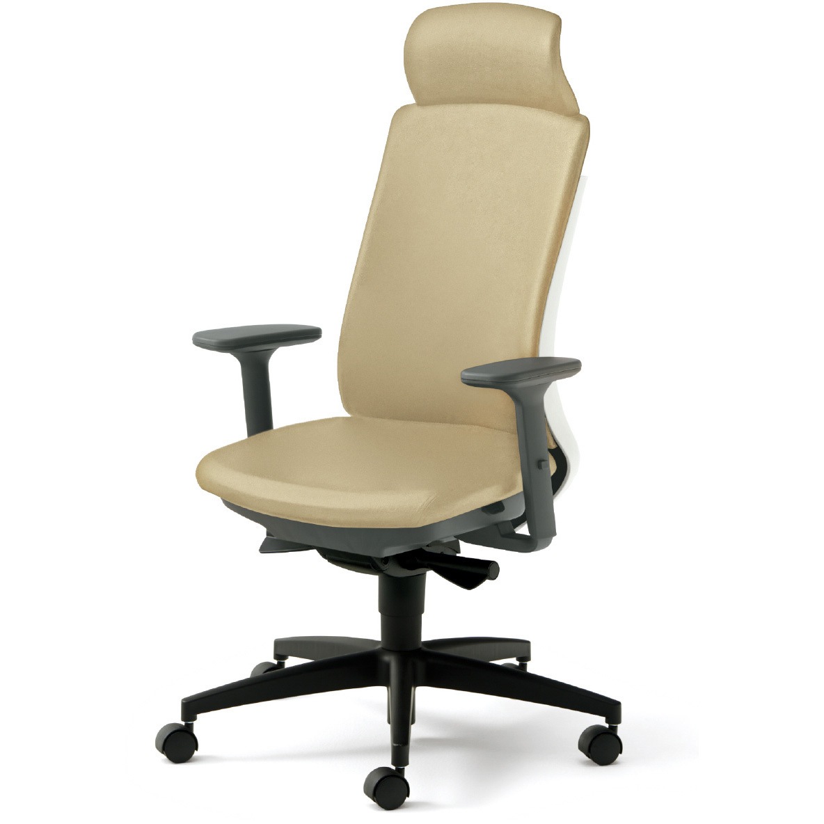 KD-BN512NL BE BeneS クッションタイプ ビニルレザー張り バイカラーフレーム エクストラハイバック プラス[家具] ナイロン双輪キャスター ヘッドレストあり アジャスト肘 材質樹脂脚  KD-BN512NL BE