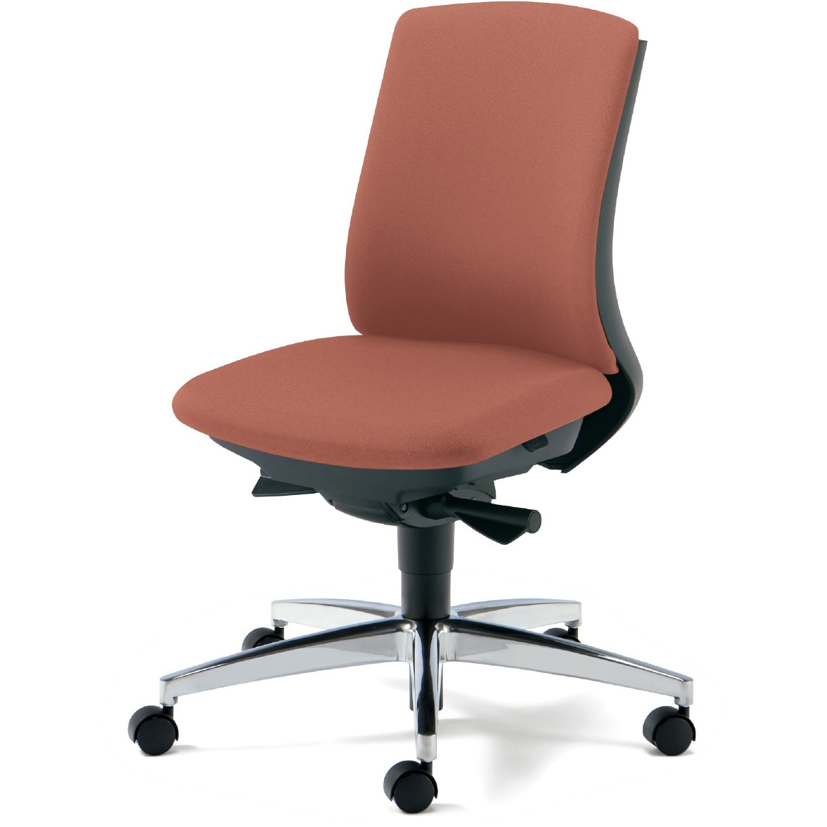 KC-BN33SL PK BeneS クッションタイプ 布張り ダークグレーフレーム ローバック プラス[家具] ナイロン双輪キャスター 肘なし コーラルピンク色   KC-BN33SL PK