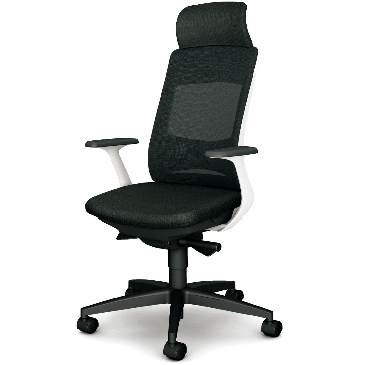 KB-BN512MKL BK BeneS メッシュタイプ バイカラーフレーム エクストラハイバック プラス[家具] ナイロン双輪キャスター 材質樹脂脚 固定肘 ブラック色   KB-BN512MKL BK