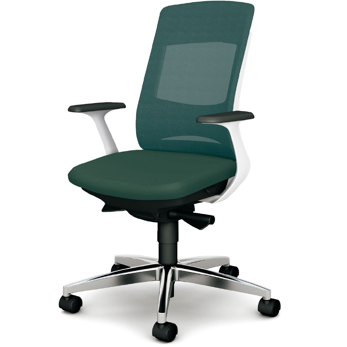 KB-BN514MKL UG BeneS メッシュタイプ バイカラーフレーム ハイバック プラス[家具] ナイロン双輪キャスター 材質アルミ脚 固定肘 エバーグリーン色   KB-BN514MKL UG