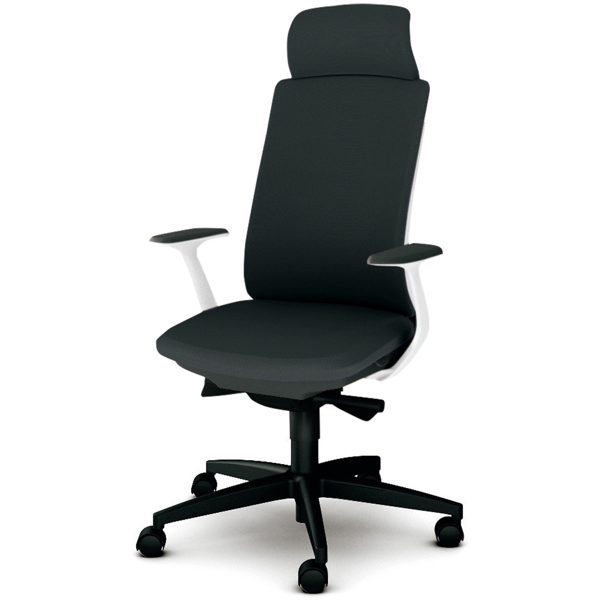 KB-BN512SL BK BeneS クッションタイプ 布張り バイカラーフレーム エクストラハイバック プラス[家具] ナイロン双輪キャスター 固定肘 アッシュブラック色   KB-BN512SL BK