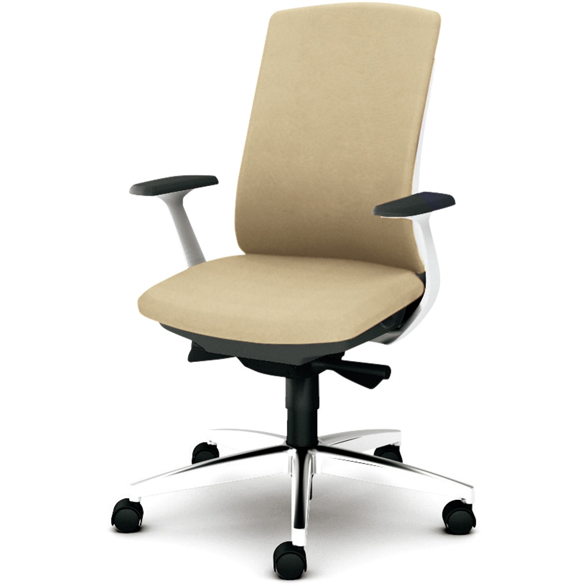 KB-BN514SL BE BeneS クッションタイプ 布張り バイカラーフレーム ハイバック プラス[家具] ナイロン双輪キャスター 固定肘 ベージュ色   KB-BN514SL BE