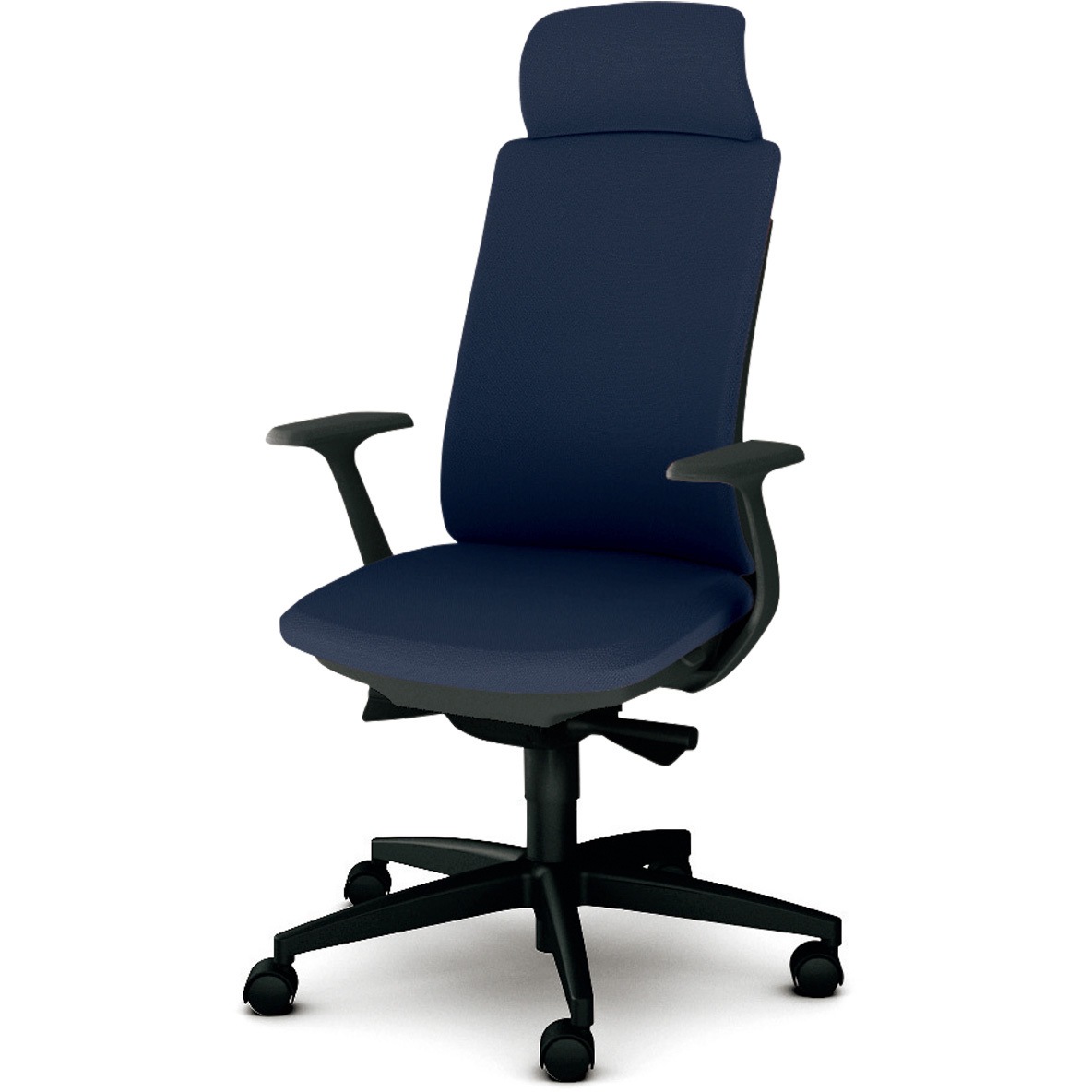 KB-BN32SL DB BeneS クッションタイプ 布張り ダークグレーフレーム エクストラハイバック プラス[家具] ナイロン双輪キャスター 固定肘 ネイビー色   KB-BN32SL DB