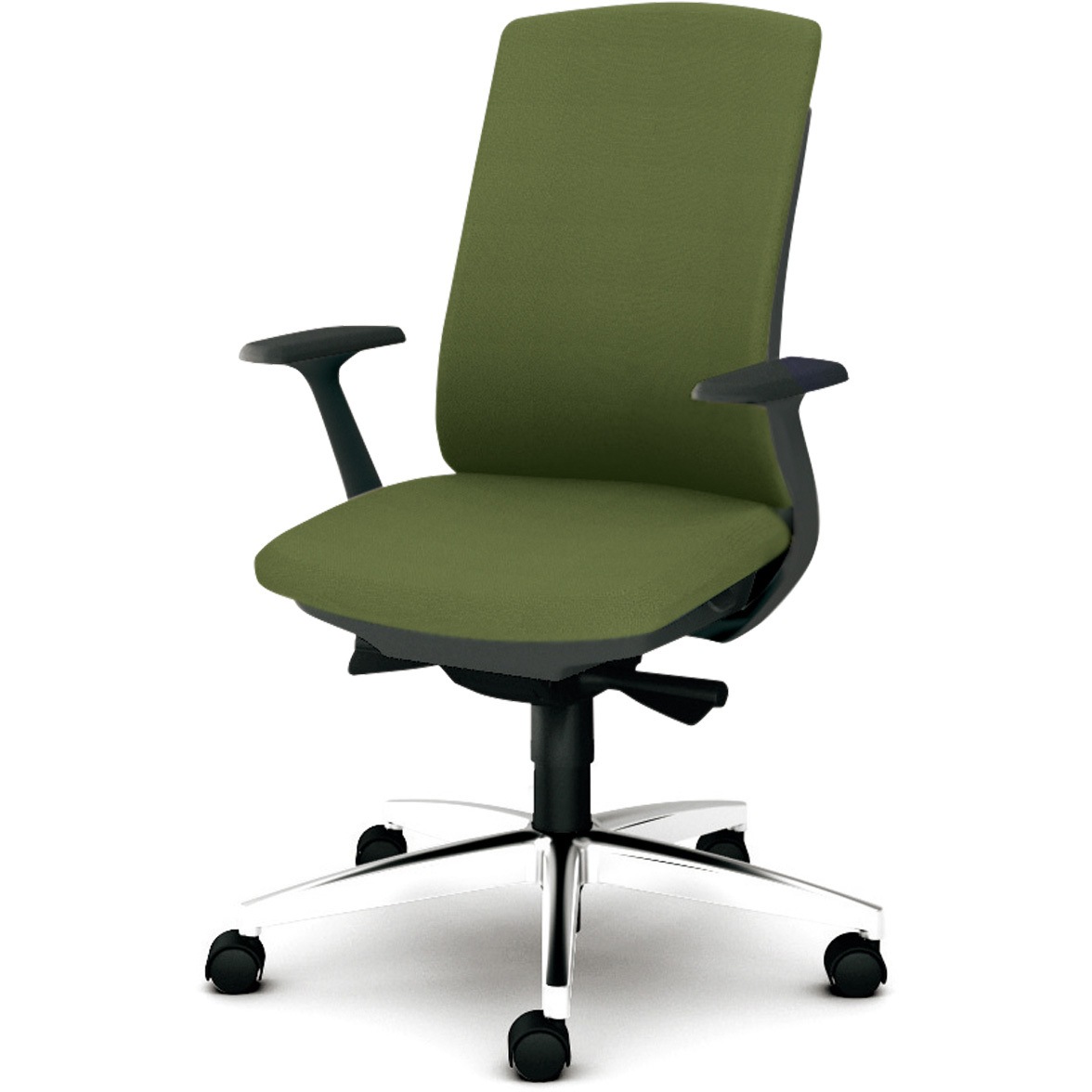 KB-BN34SL UG BeneS クッションタイプ 布張り ダークグレーフレーム ハイバック プラス[家具] ナイロン双輪キャスター 固定肘 モスグリーン色   KB-BN34SL UG