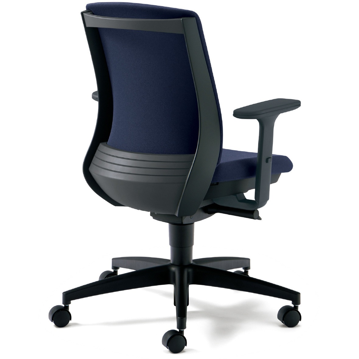 KD-BN30SL DB BeneS クッションタイプ 布張り ダークグレーフレーム ローバック プラス[家具] ナイロン双輪キャスター アジャスト肘 ネイビー色   KD-BN30SL DB