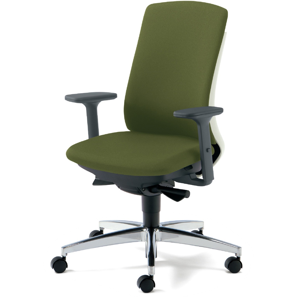 KD-BN514SL UG BeneS クッションタイプ 布張り バイカラーフレーム ハイバック プラス[家具] ナイロン双輪キャスター アジャスト肘 モスグリーン色   KD-BN514SL UG