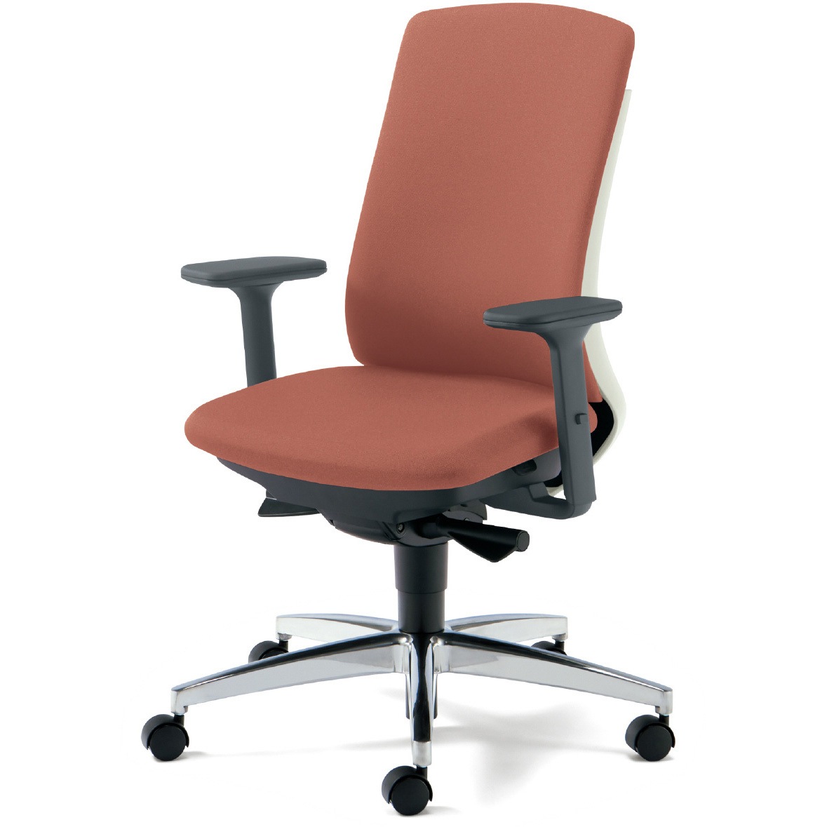 KD-BN514SL PK BeneS クッションタイプ 布張り バイカラーフレーム ハイバック プラス[家具] ナイロン双輪キャスター アジャスト肘 コーラルピンク色   KD-BN514SL PK 55,188円