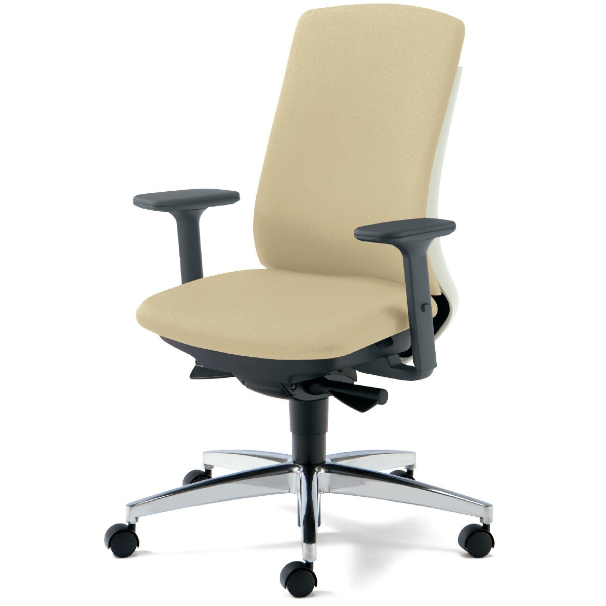 KD-BN514SL BE BeneS クッションタイプ 布張り バイカラーフレーム ハイバック プラス[家具] ナイロン双輪キャスター アジャスト肘 ベージュ色   KD-BN514SL BE