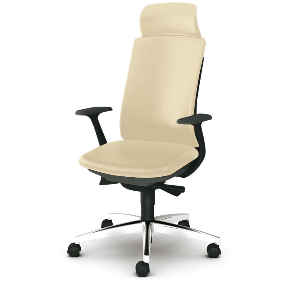 KB-BN35NL BE BeneS クッションタイプ ビニルレザー張り ダークグレーフレーム エクストラハイバック プラス[家具] ナイロン双輪キャスター ヘッドレストあり 固定肘 材質アルミ脚  KB-BN35NL BE