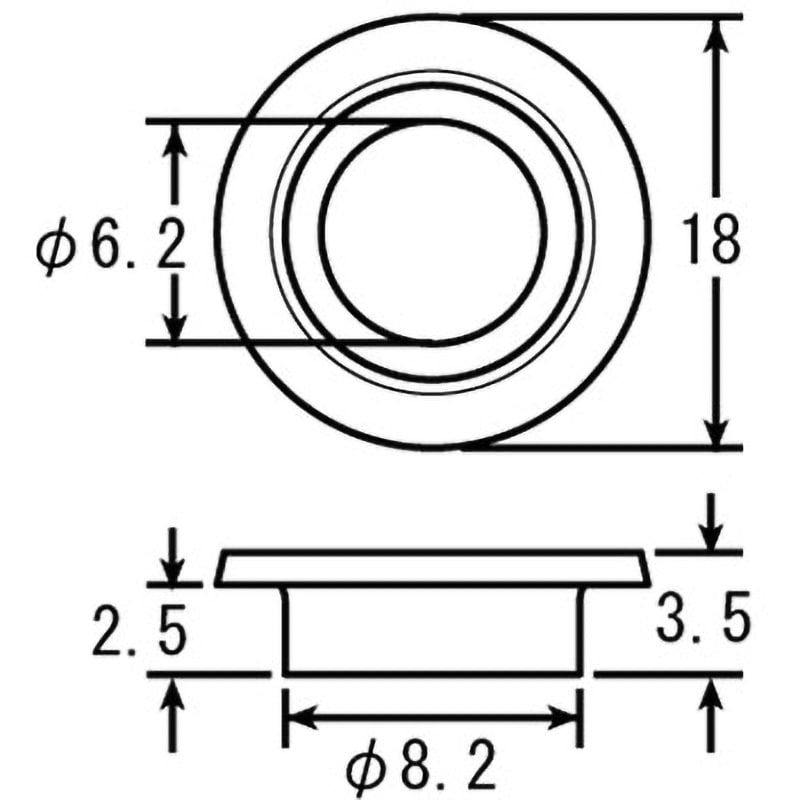 どこかのつくえ 0900-093-09006 ツバ付カラー(スチール) KITACO 1セット(2個) 0900-093