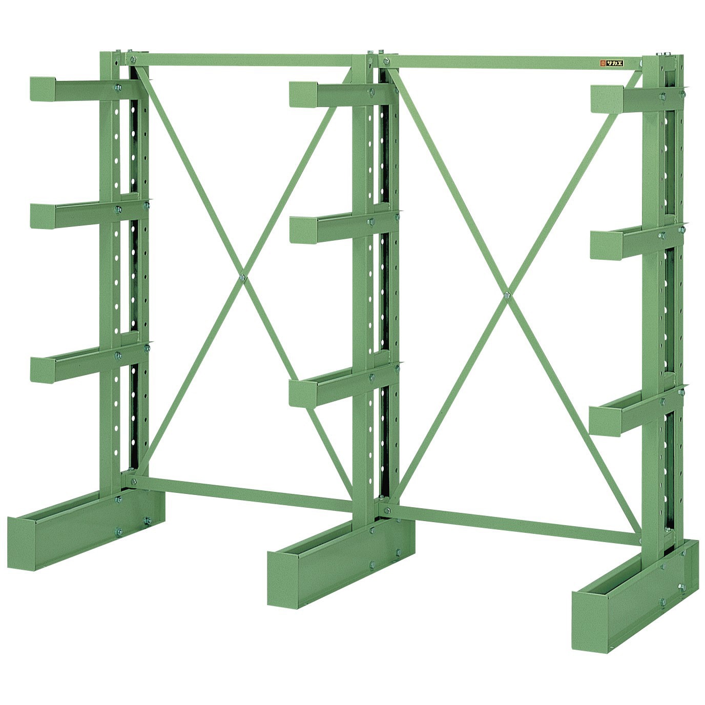 AR-924 バーラック中量型(300kg/段タイプ/2連1基) サカエ グリーン色 段数4 間口2100mm高さ1500mm  AR-924