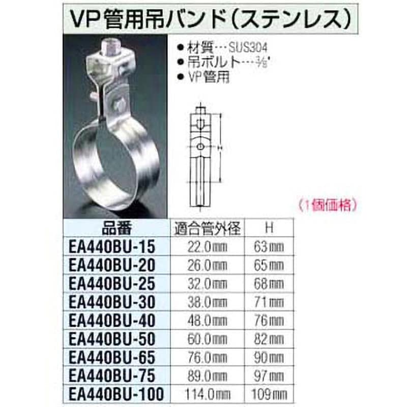 EA440BU-50 VP管用吊りバンド (ステンレス) エスコ 呼び径50 EA440BU-50 - 【通販モノタロウ】