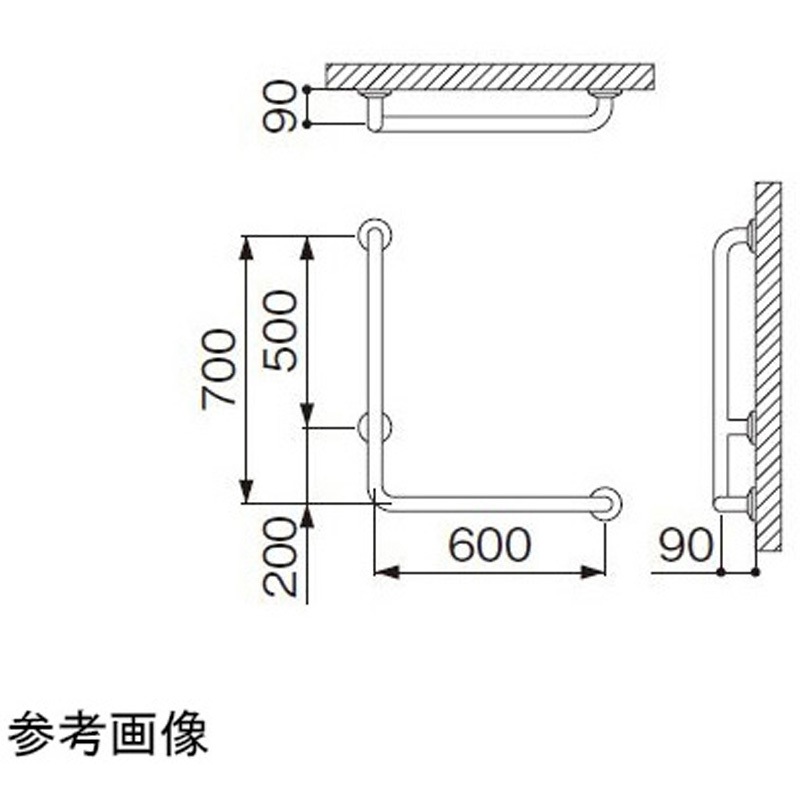 MB115-1LS_38X1.5 浴室手摺 左 MB115-1LSシリーズ 1個 ミヤコ 【通販モノタロウ】