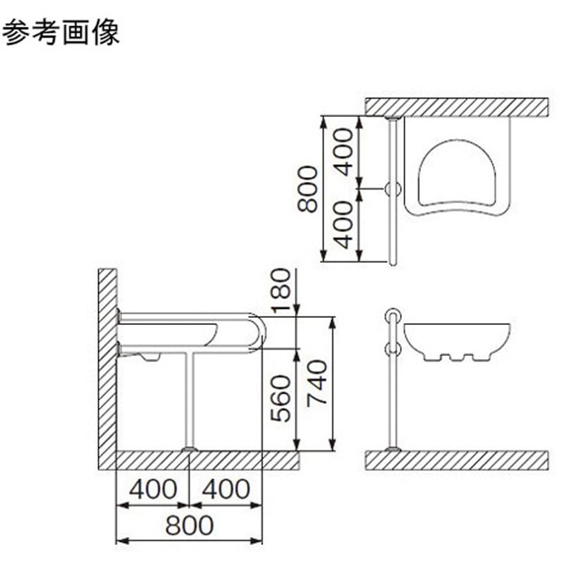 MB177S_32X1.5 洗面器・手洗器手摺 MBシリーズ 1個 ミヤコ 【通販モノタロウ】