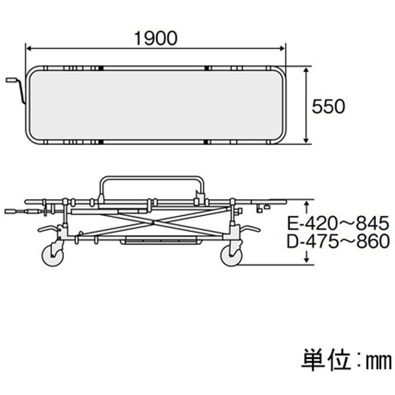 TY225EB 軽量ストレッチャー 昇降式 担架固定型 TY225シリーズ 1台