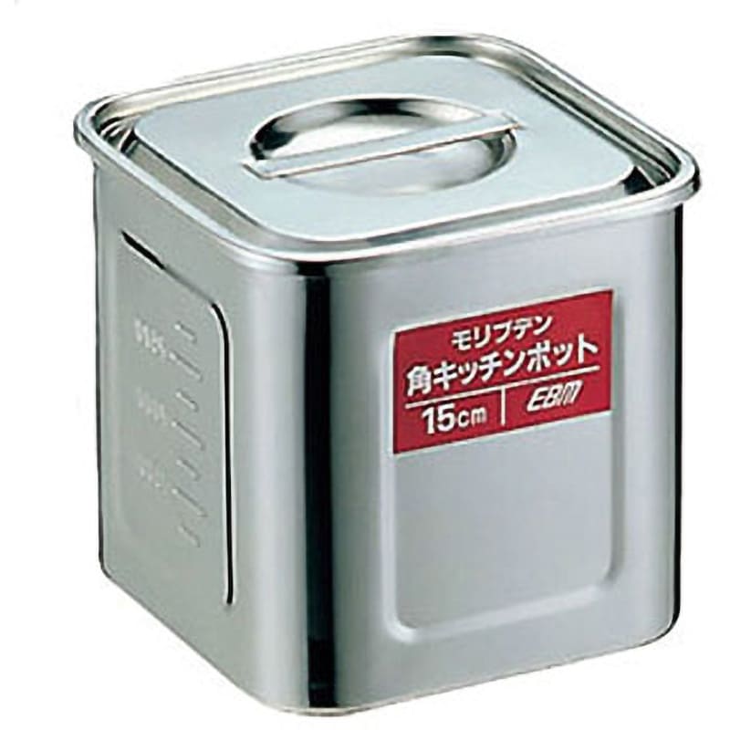 EBM モリブデン 角型キッチンポット 目盛付 21cm　4個セット モリブデン 角型キッチンポット 目盛付 1個 EBM(江部松商事