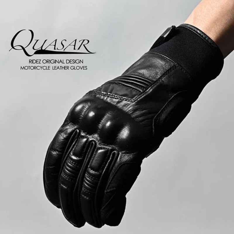 RLG263-XS バイク用 QUASAR ライダーグローブ ブラック レザー RIDEZ