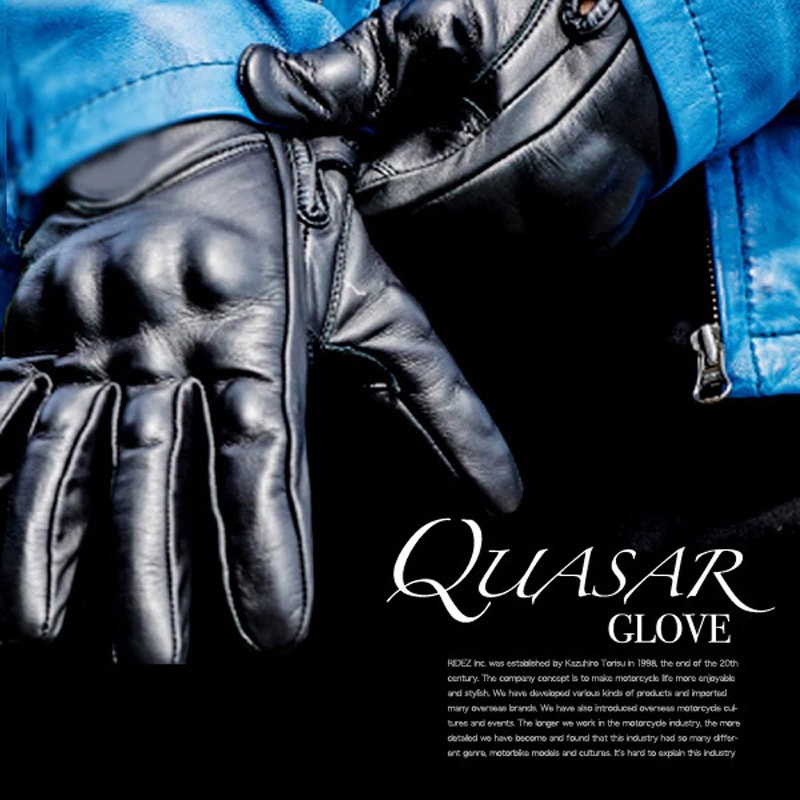 バイク用レザーグローブ 黒 RLG263-S バイク用 QUASAR ライダーグローブ ブラック レザー RIDEZ