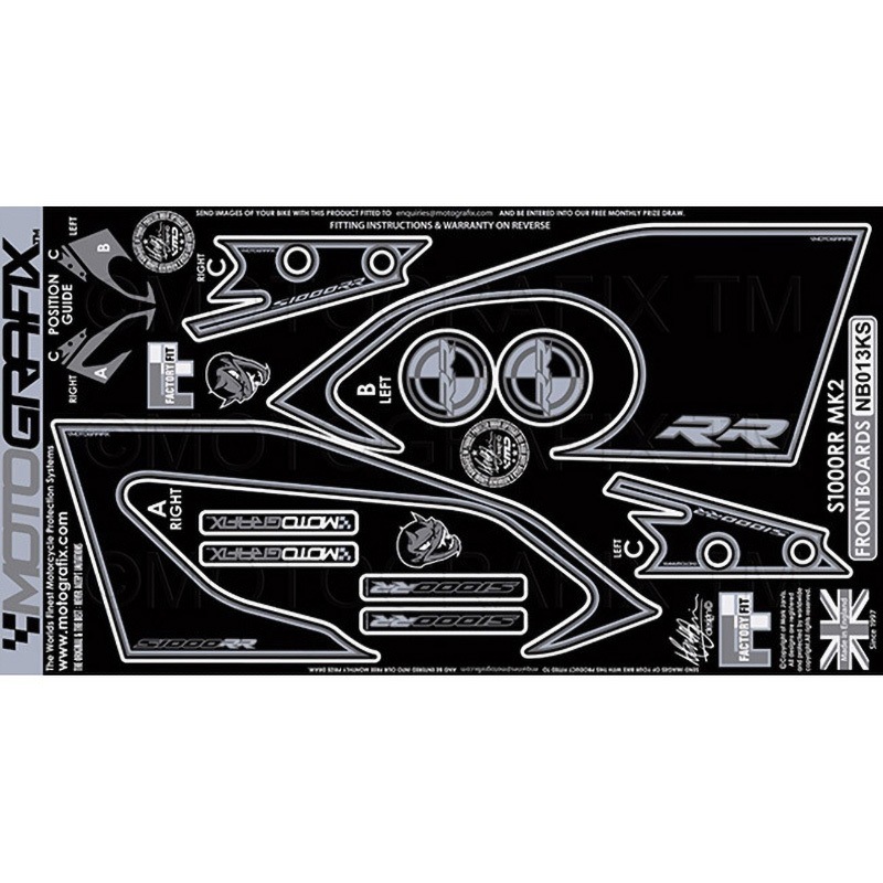 NB013KS FRONT BODY PAD MOTO GRAFIX (モトグラフィックス) 適合車種BMW S1000RR(17/18) 色BLACK/SILVER   NB013KS