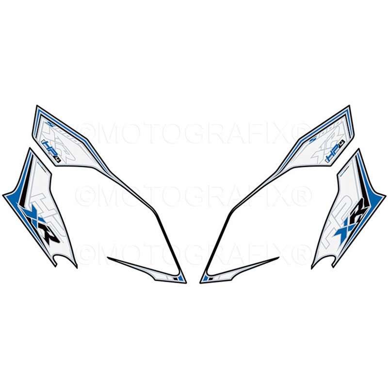 NB017WB FRONT BODY PAD MOTO GRAFIX (モトグラフィックス) 適合車種BMW S1000XR(15-19) White with Black， Blue & Metallic Silver色   NB017WB