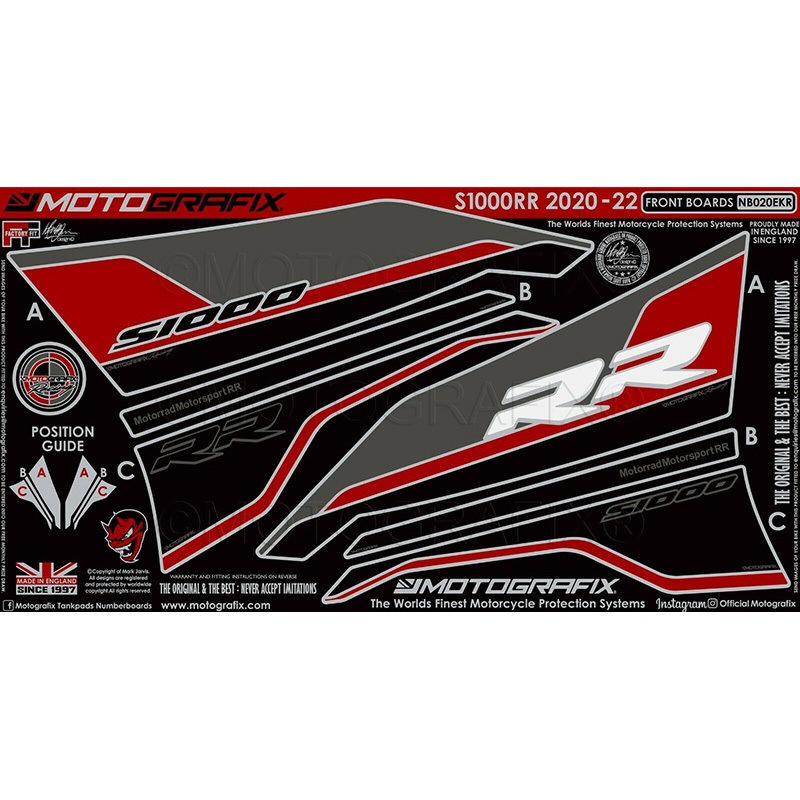 NB020EKR FRONT BODY PAD MOTO GRAFIX (モトグラフィックス) 適合車種BMW S1000RR(19-22)   NB020EKR
