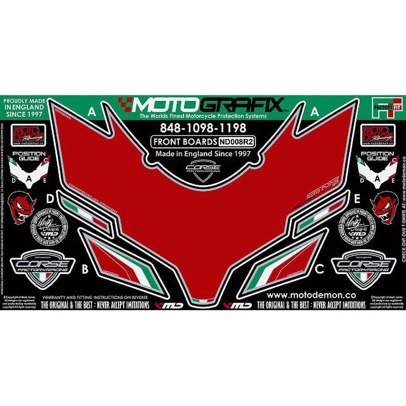 ND008R2 FRONT BODY PAD MOTO GRAFIX (モトグラフィックス) 適合車種DUCATI 848/1098/1198(07-)   ND008R2