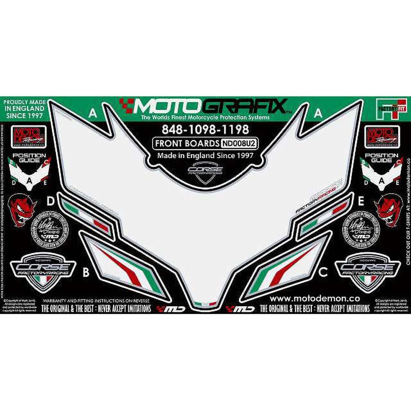 ND008U2 FRONT BODY PAD MOTO GRAFIX (モトグラフィックス) 適合車種DUCATI 848/1098/1198(07-)   ND008U2
