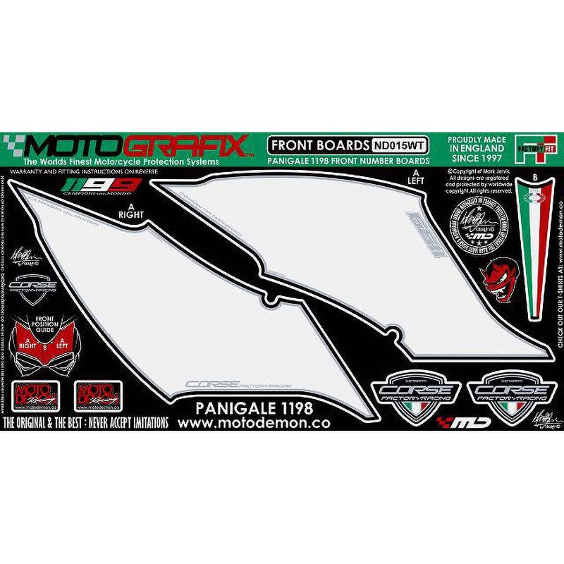 ND015WT FRONT BODY PAD MOTO GRAFIX (モトグラフィックス) 適合車種DUCATI 1199PANIGALE(12-)   ND015WT