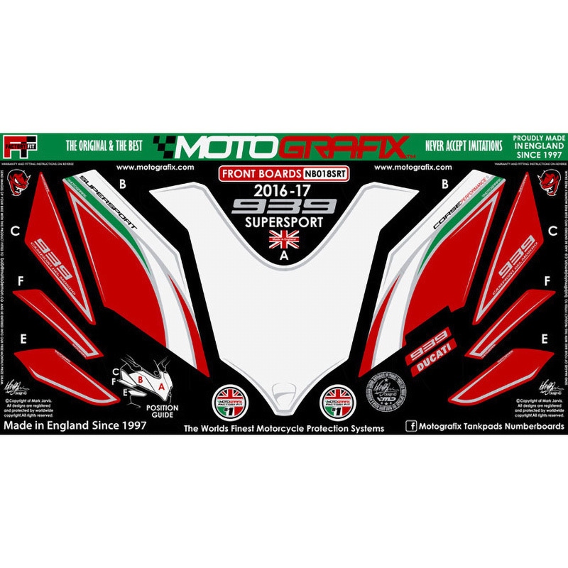 ND018SRT FRONT BODY PAD MOTO GRAFIX (モトグラフィックス) 適合車種DUCATI Supersport939 (16/17) 色Red with Green/Black/White&Metallic Silver   ND018SRT