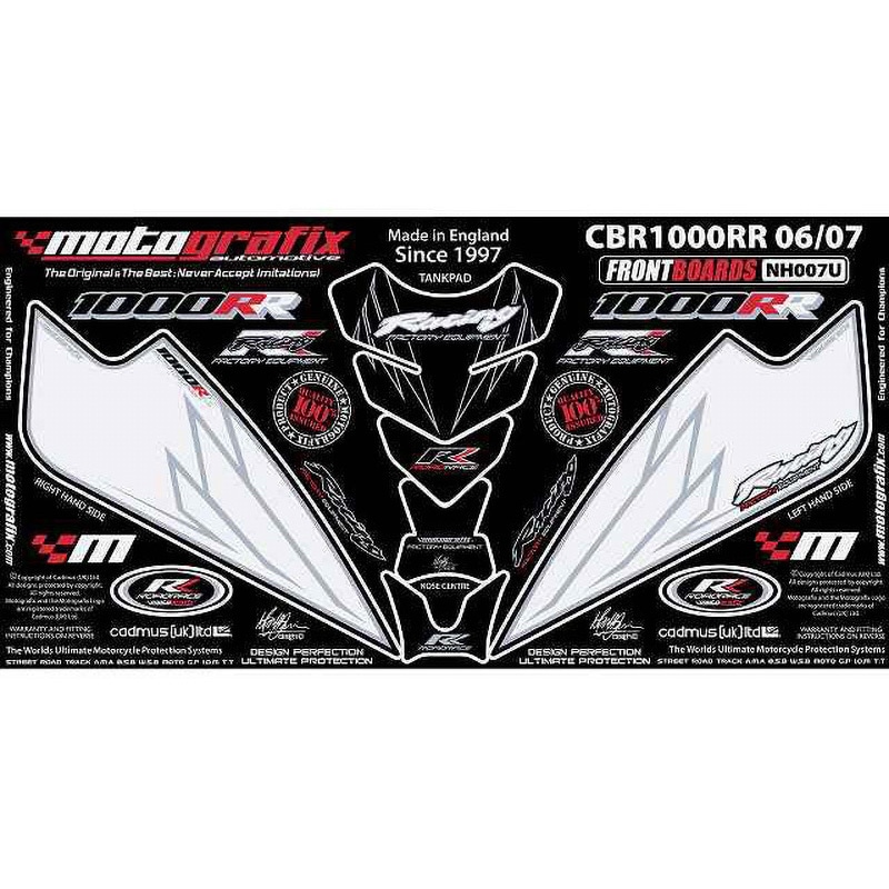 NH007U FRONT BODY PAD MOTO GRAFIX (モトグラフィックス) 適合車種HONDA CBR1000RR-6， RR-7(06/07)