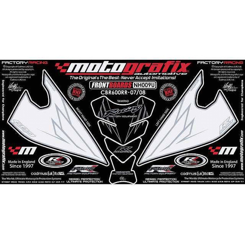 NH009U FRONT BODY PAD MOTO GRAFIX (モトグラフィックス) 適合車種HONDA CBR600RR-7， RR-8， RR-9(07/08)   NH009U 10,935円