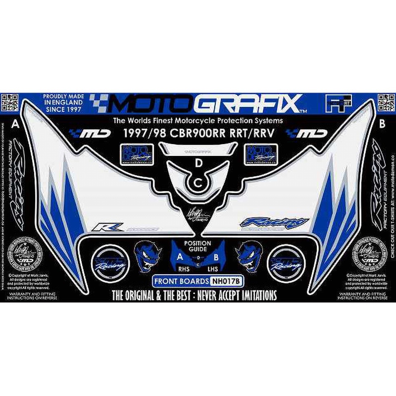 NH017B FRONT BODY PAD MOTO GRAFIX (モトグラフィックス) 適合車種HONDA CBR900RRT-RRV(96/97)   NH017B